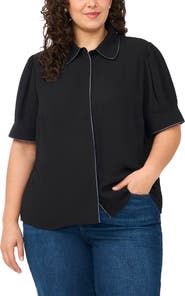 CeCe Georgette Button-Up Top