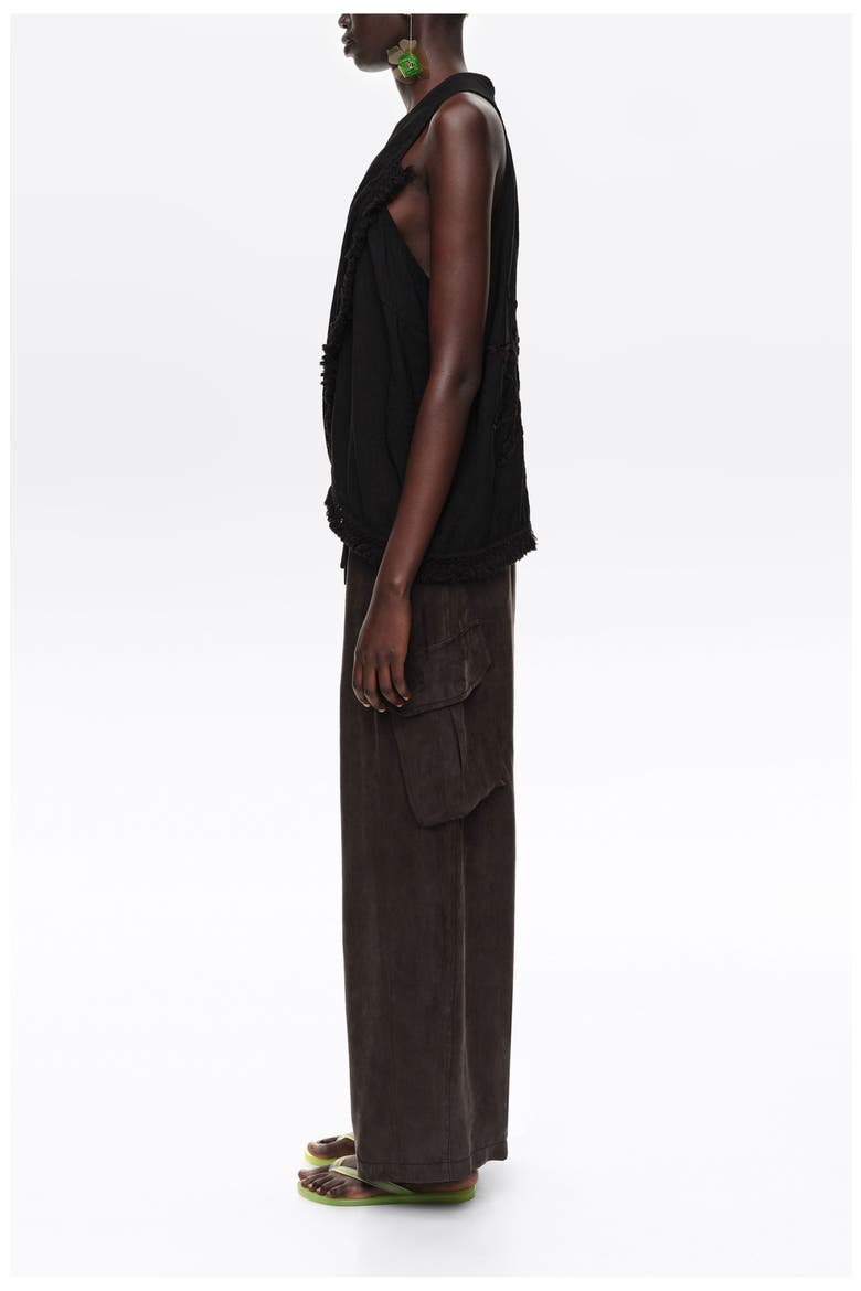 Fringed Wrap Top, Alternate, color, BLACK