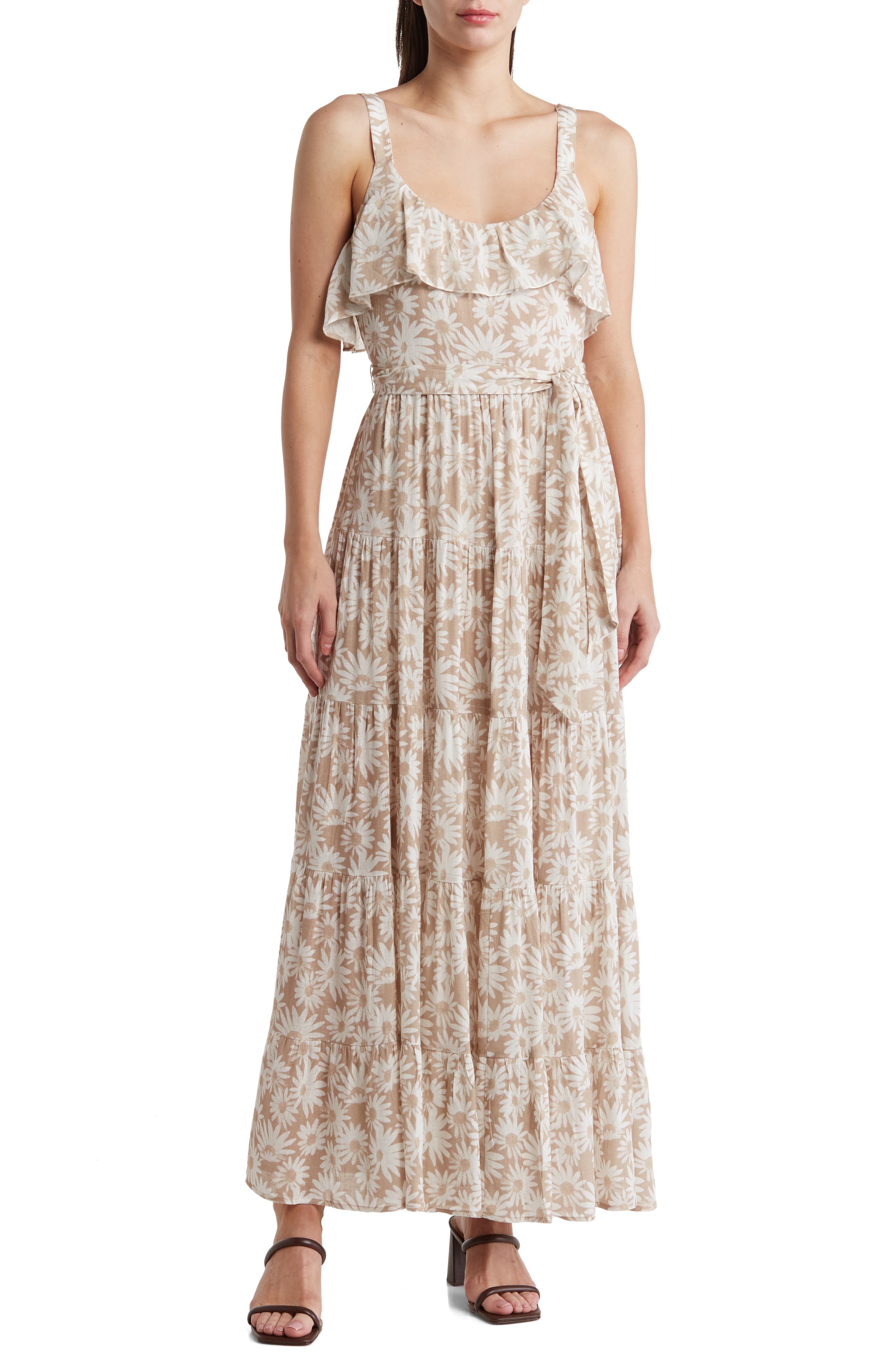 PAIGE Tecin Floral Ruffle Maxi Dress
