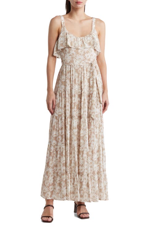 Tecin Floral Ruffle Maxi Dress