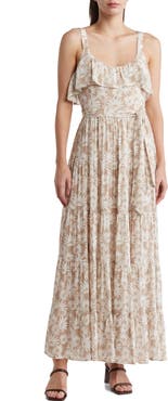 PAIGE Tecin Floral Ruffle Maxi Dress