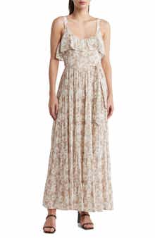 PAIGE Tecin Floral Ruffle Maxi Dress
