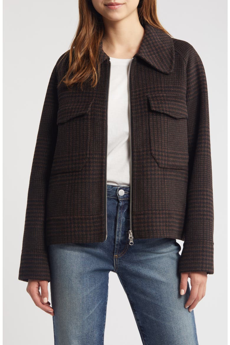Cheyenne Houndstooth Zip Jacket, Main, color, ESPRESSO HOUNDSTOOTH