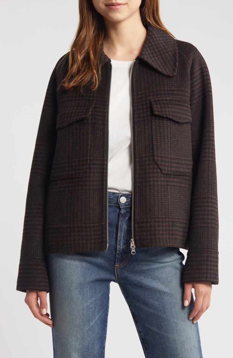 Rails Cheyenne Houndstooth Zip Jacket, Main, color, Espresso Houndstooth