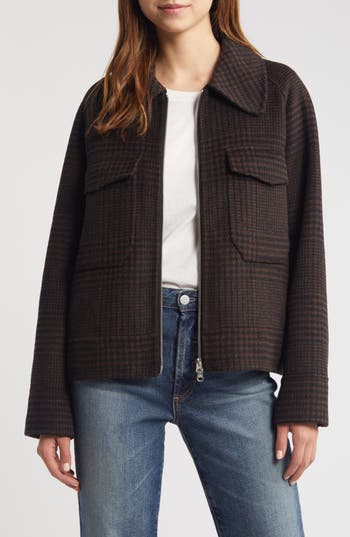 Rails Cheyenne Houndstooth Zip Jacket In Espresso Houndstooth