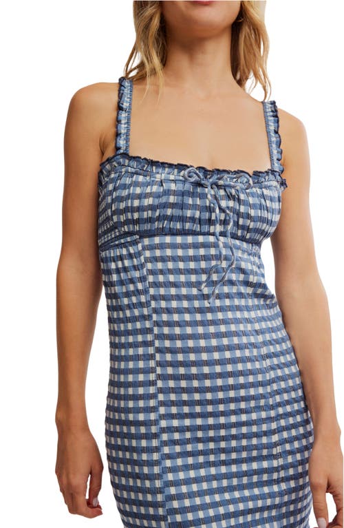 Shop Free People Lucinda Gingham Check Stretch Cotton Dress In Indigo Combo