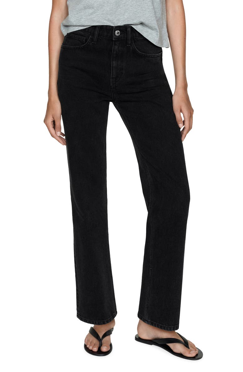 MANGO Mid Rise Straight Leg Jeans, Main, color,