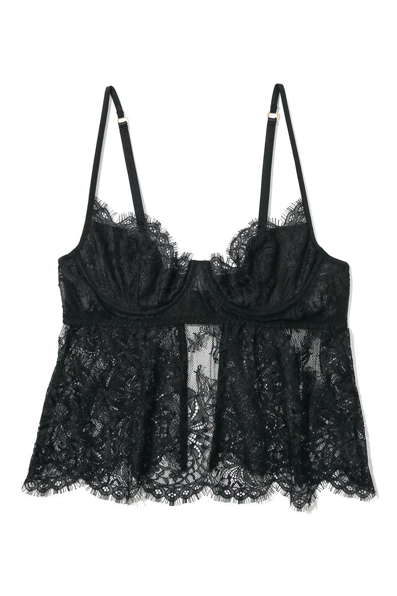 x Lexi Wood Shannon Underwire Lace Camisole, Alternate, color, BLACK