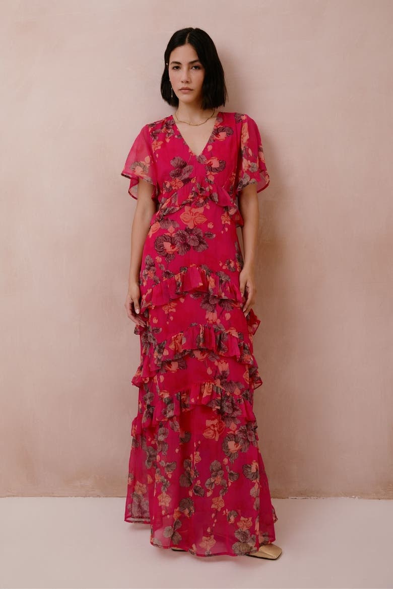 Estella Dress, Main, color, Red Floral