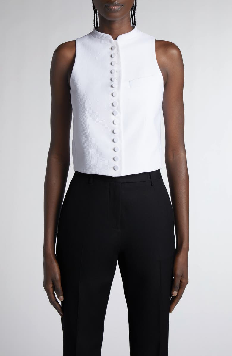 TOM FORD Cotton Piqué Fitted Vest, Main, color, White