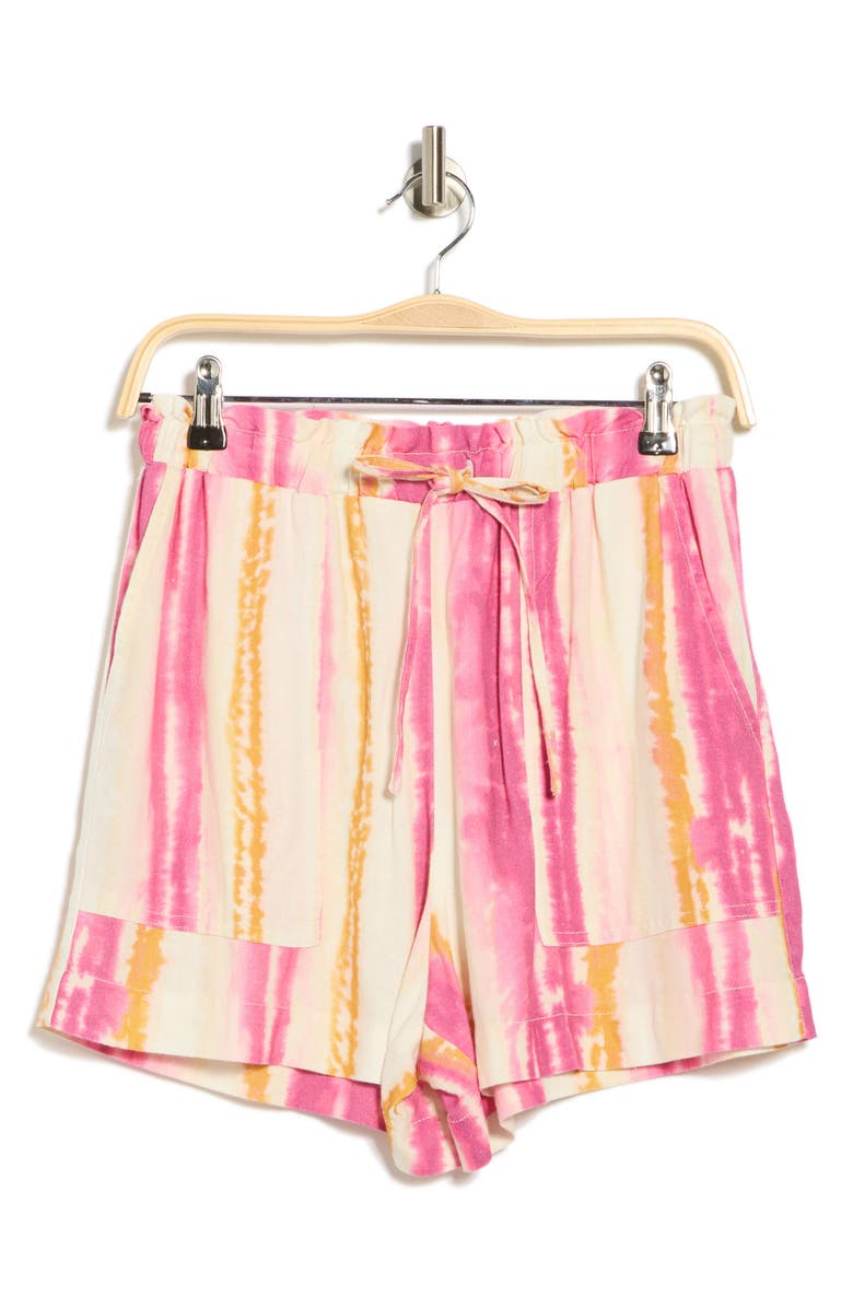 Nicole Miller Drawstring Shorts, Alternate, color, Pink Linear