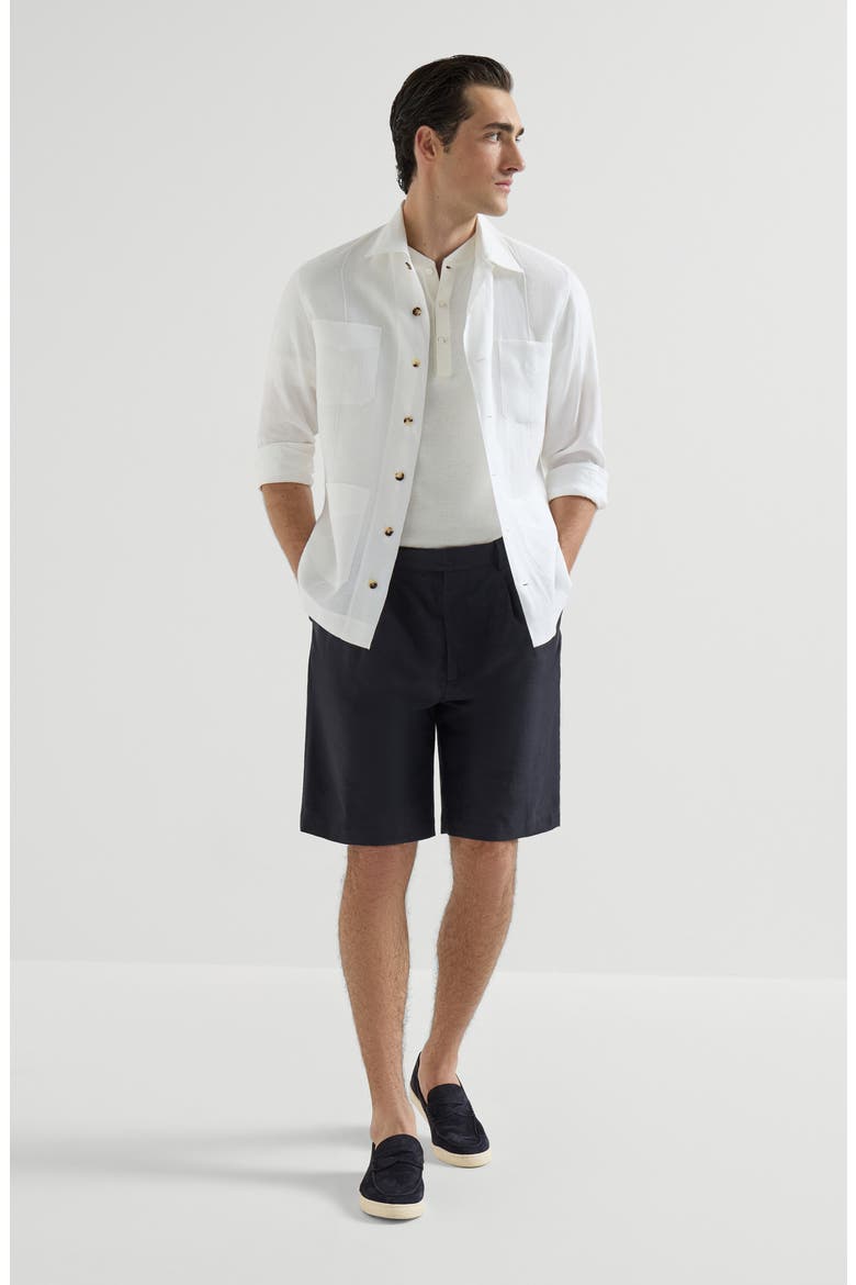 Bermuda shorts with pleats, Alternate, color, Navy Blue