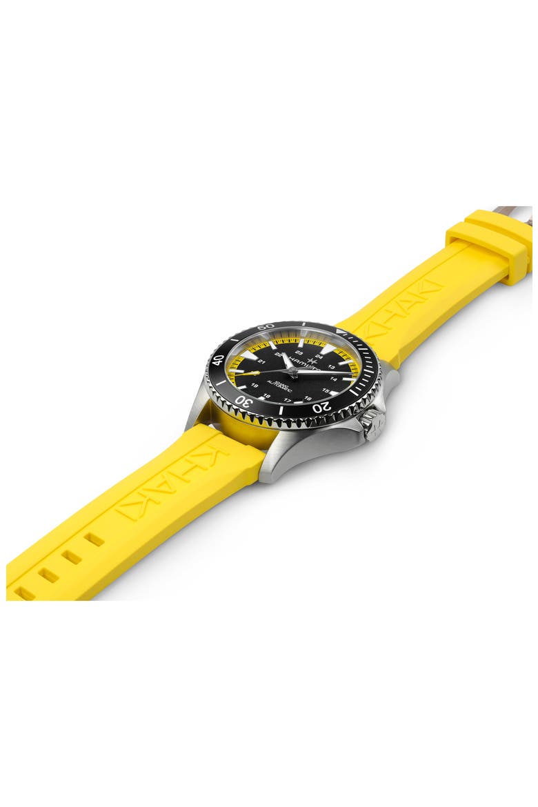 Khaki Scuba Automatic Rubber Strap Watch, 40mm, Alternate, color, BLACK