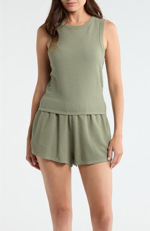 Stretch Organic Cotton Seersucker Lounge Tank