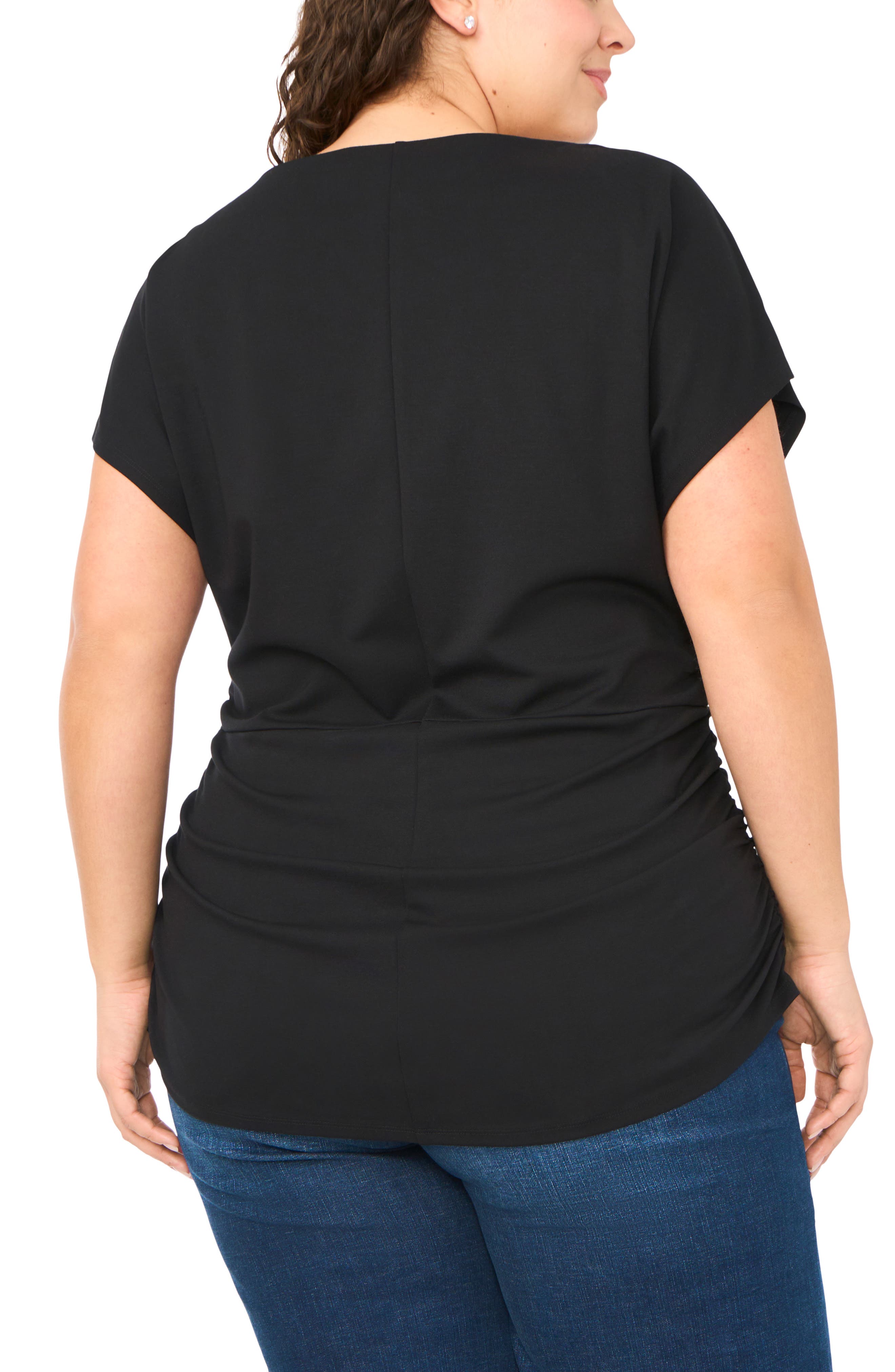 Shirred Dolman Short Sleeve Ponte Top - image 2