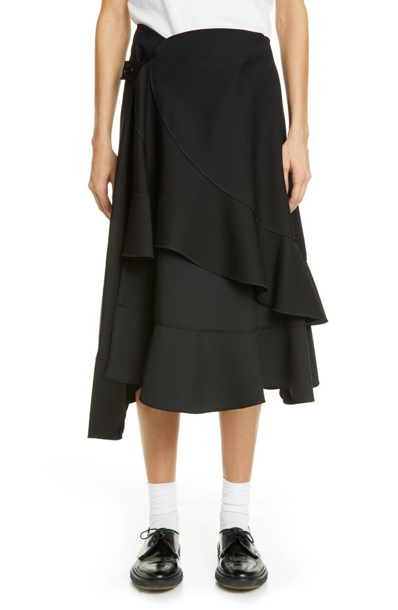 Tao Comme des Garçons Tricot Comme des Garçons Cascade Ruffle Wool Skirt, Main, color, 