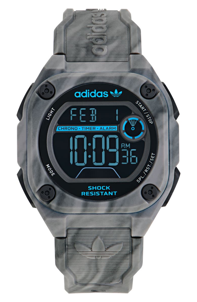 adidas City Tech Two Resin Strap Watch, 45mm, Main, color, 