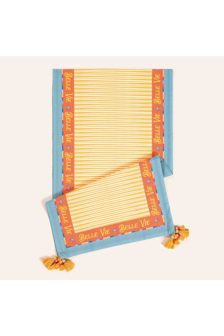 Nilufer's Digital Printed Tasseled Table Artisan, Main, color, Yellow