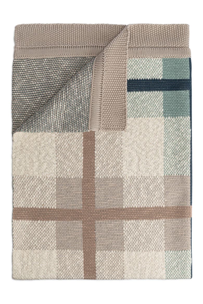 Plaid Cotton Knit Blanket, Main, color, BEIGE