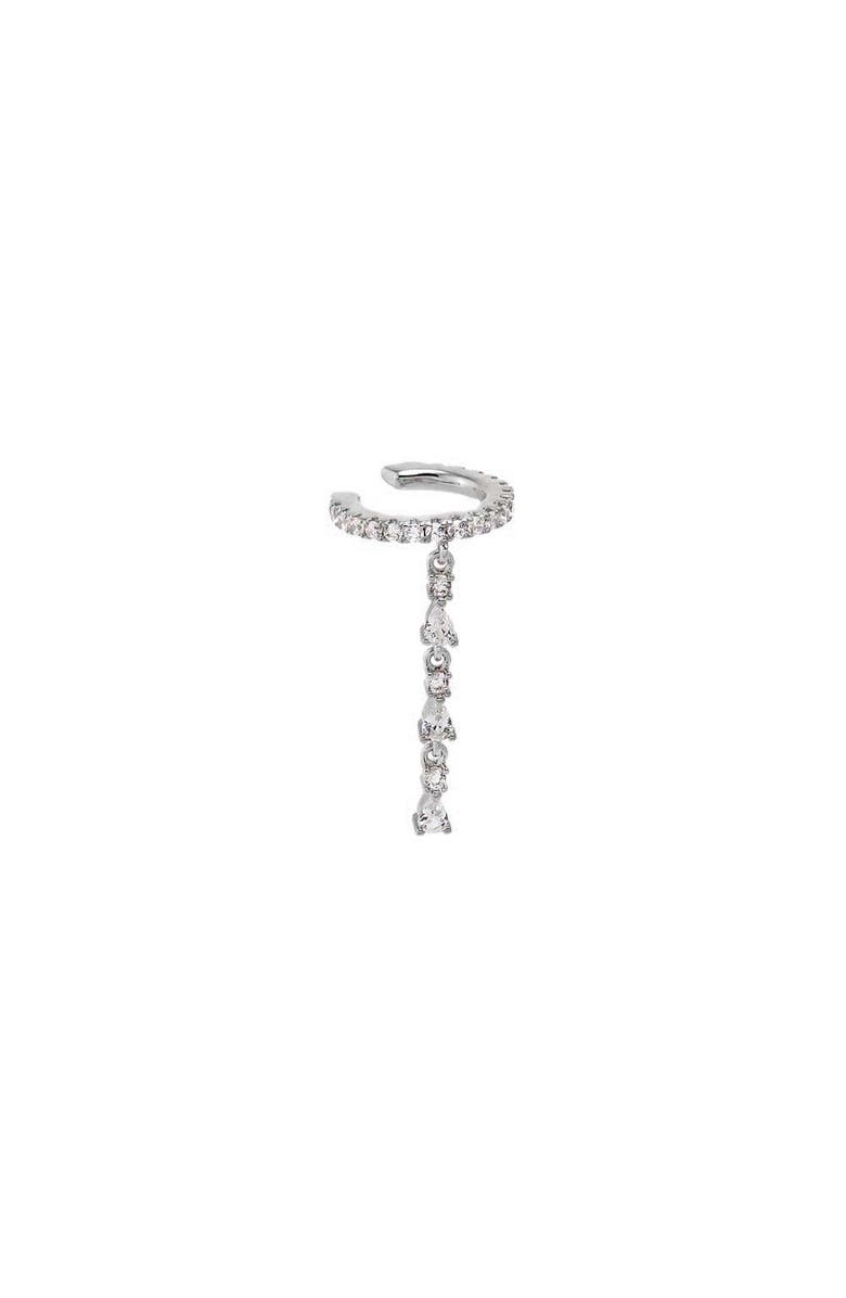 BY ADINA EDEN CZ Tennis Short Drop Ear Cuff, Main, color, Silver