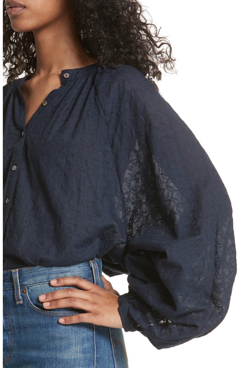 Down from the Clouds Peasant Top, Alternate, color, NAVY