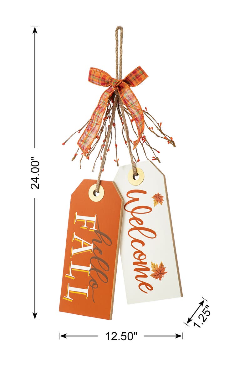 Thanksgiving Wooden Give Thanks Hello Fall Door Hanger, Alternate, color, White