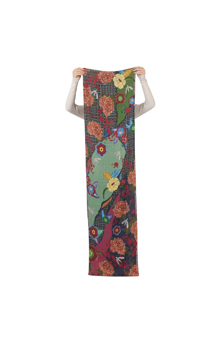 Vismaya Reversible Garden Patchwork Scarf, Alternate, color, Rustic Indigo