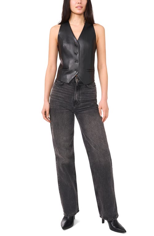 1.state Faux Leather Vest In Black