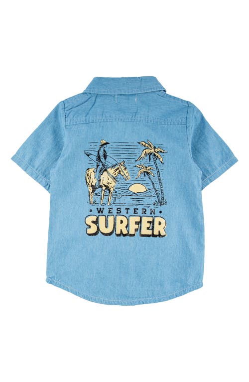 Miki Miette Kids' Jerry Surf Short Sleeve Cotton Graphic Button-up Shirt In Point Break