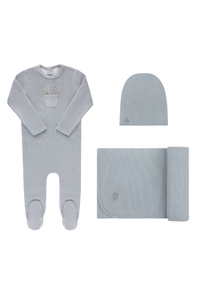 Ely's & Co. Velour Pocket Full of Flowers Collection - Take Me Home Set, Main, color, Blue