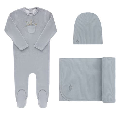 Ely's & Co. Velour Pocket Full Of Flowers Collection In Blue