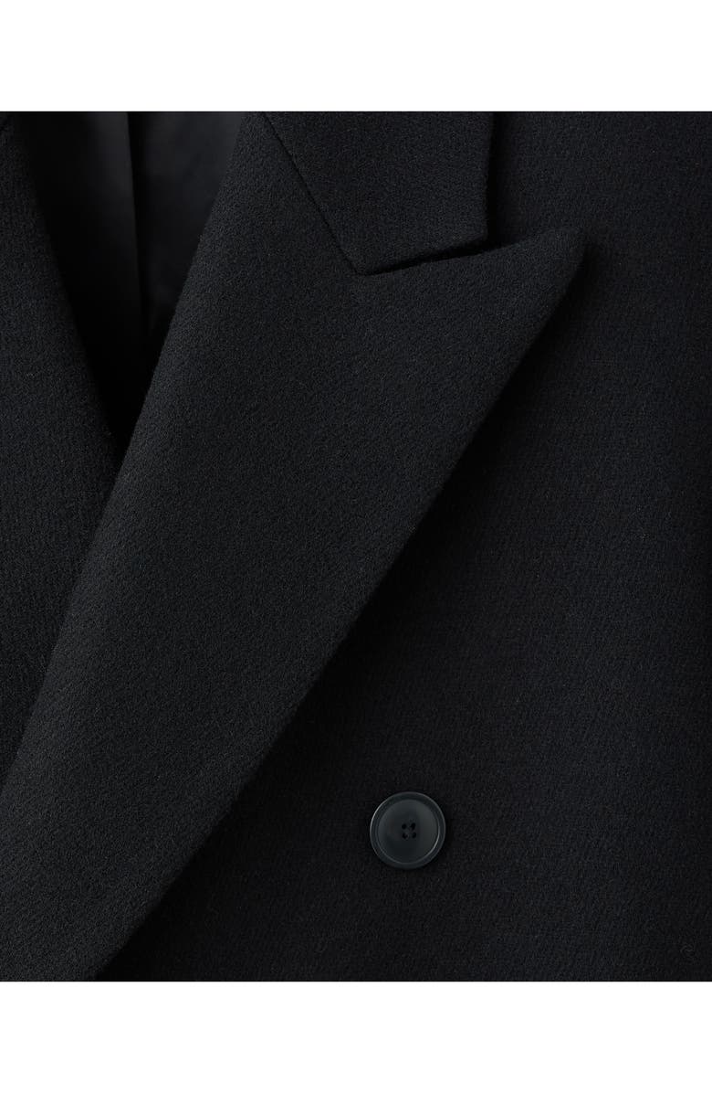 MANGO Long Double Breasted Wool Blend Coat, Alternate, color, Black