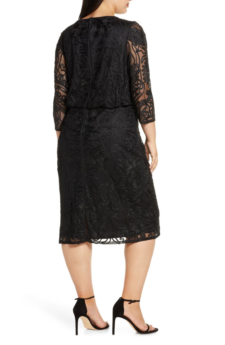 JS Collections Soutache Embroidered Blouson Dress, Alternate, color, 