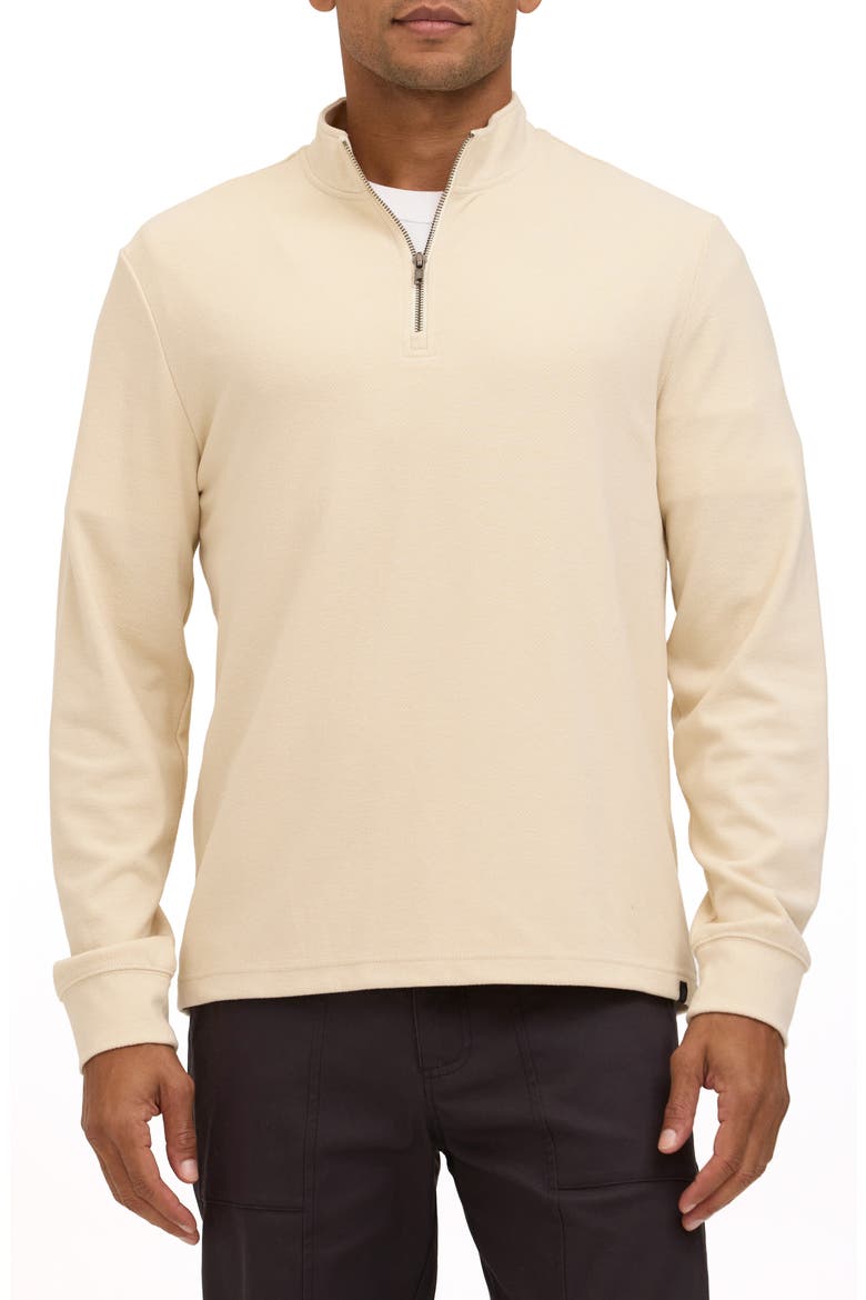 Kace Herringbone Brushed Jacquard Quarter Zip Pullover, Main, color, TAPIOCA