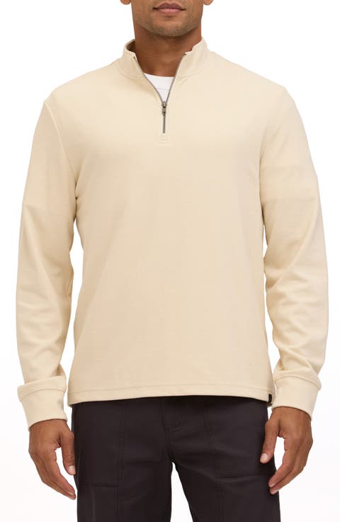 Kace Herringbone Brushed Jacquard Quarter Zip Pullover