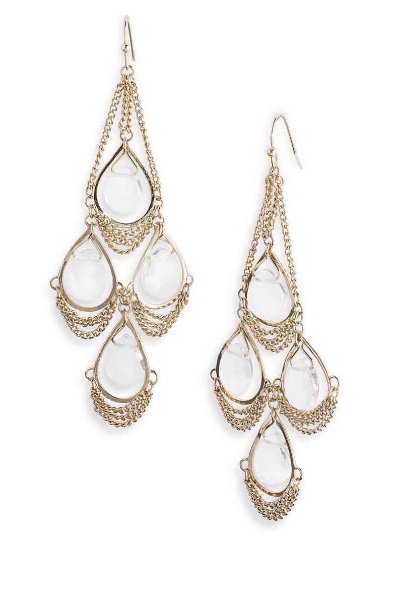 'Trista' Stone Chandelier Statement Earrings, Main, color, CLEAR CRYSTAL