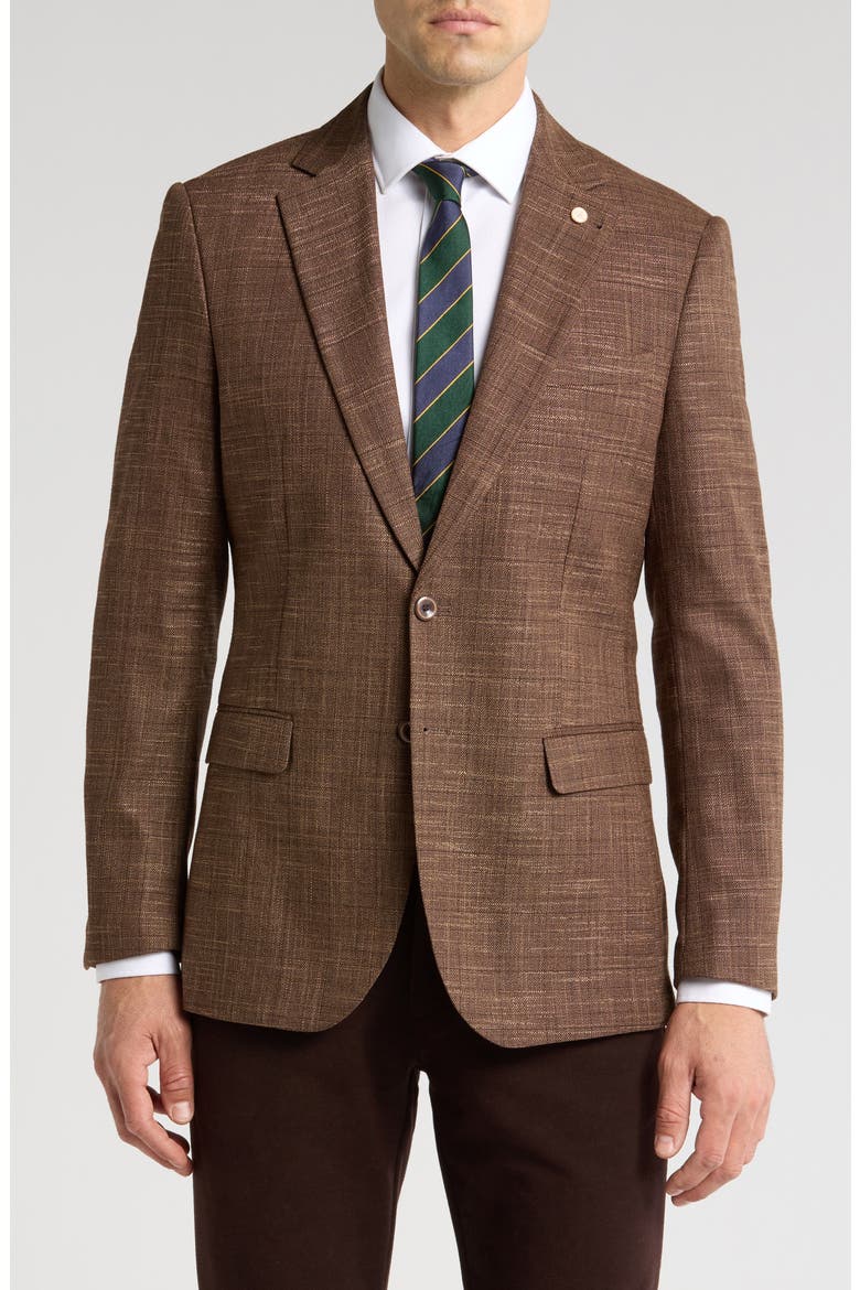 Slim Fit Grid Plaid Blazer, Main, color, BROWN