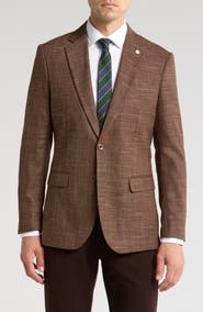 Tahari Slim Fit Grid Plaid Blazer