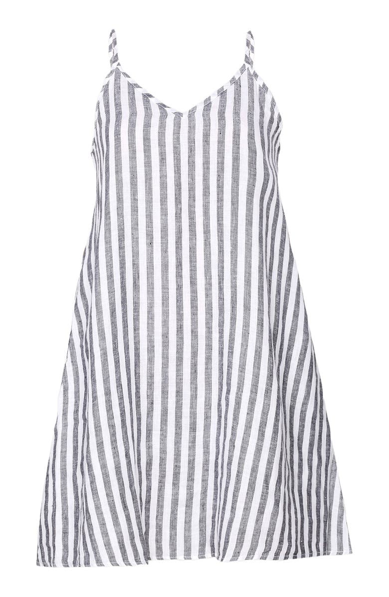 Reistor Short Tent Dress with Back Tie, Alternate, color, Black And White Stripes