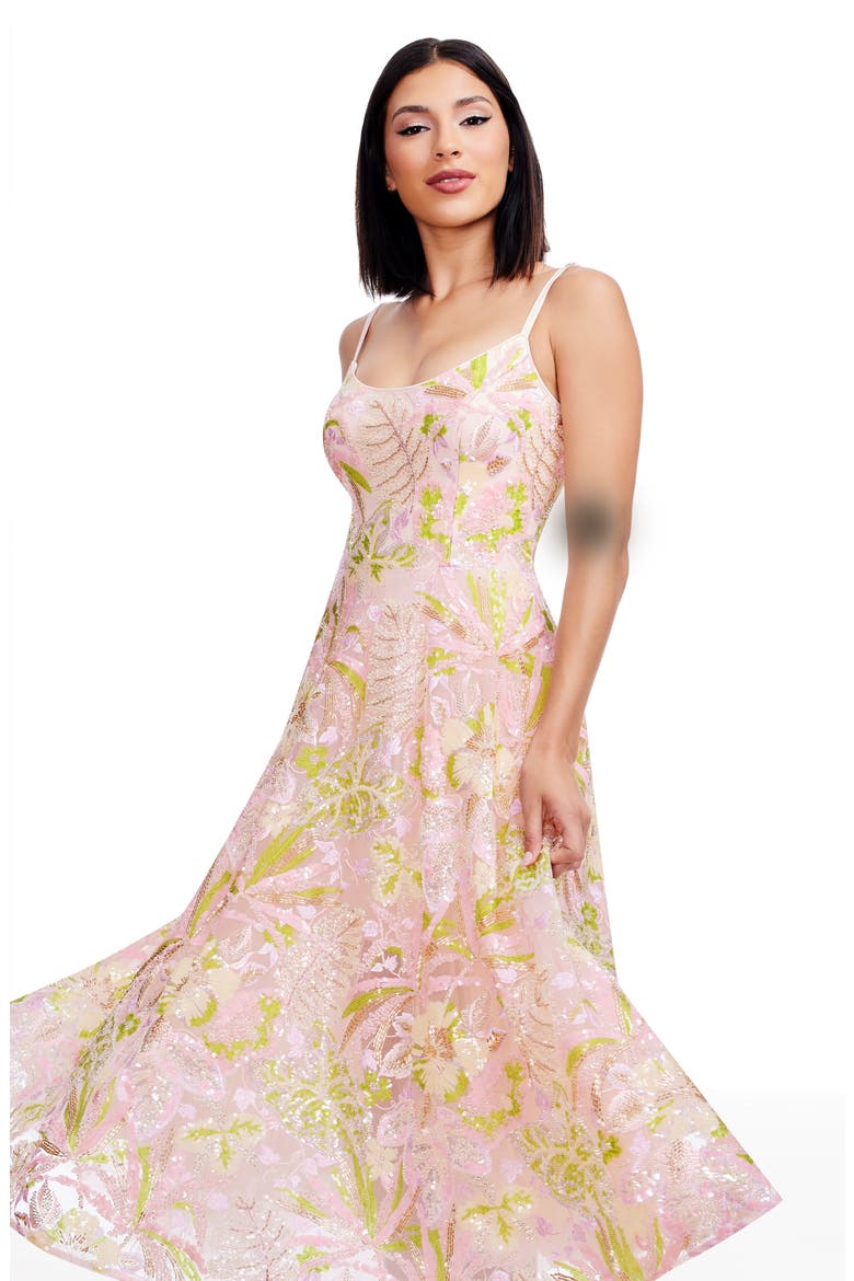 Uma Sequin Floral Cocktail Dress, Alternate, color, SOFT PINK MULTI