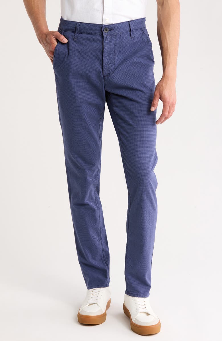 AG Jamison Grid Print Slim Fit Pants, Main, color, Cool Lake
