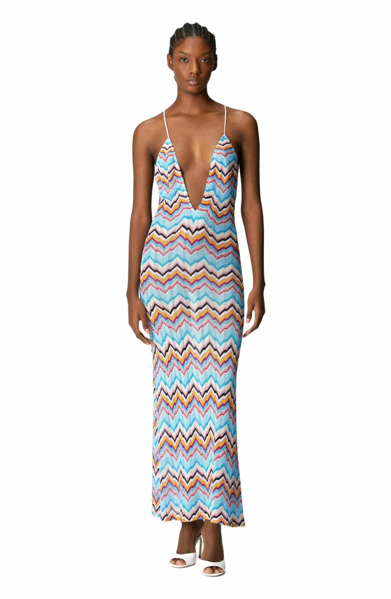 Missoni Long Cover-up With Open Back And Zig Zag Pattern, Main, color, 