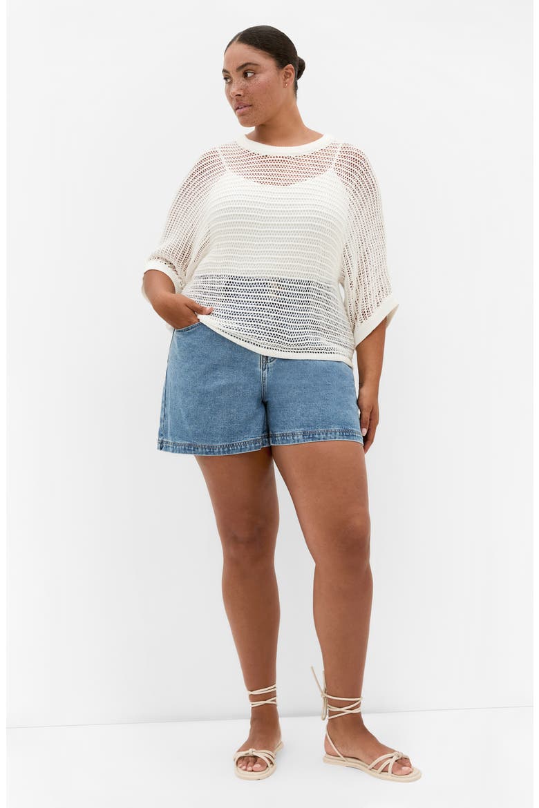 Resort Sheer Open Knit Top, Alternate, color, CREME