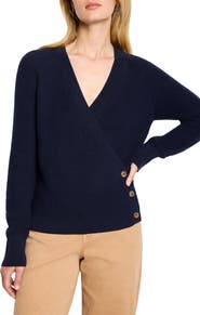 NIC+ZOE Shaker Stitch Faux Wrap Sweater
