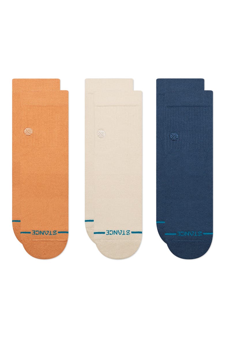 Icon 3-Pack Quarter Crew Socks, Main, color, MANGO