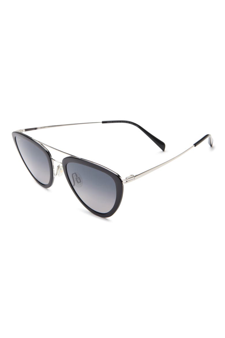 Polarized Round Sunglasses, Alternate, color, BLACK SILVER GREY