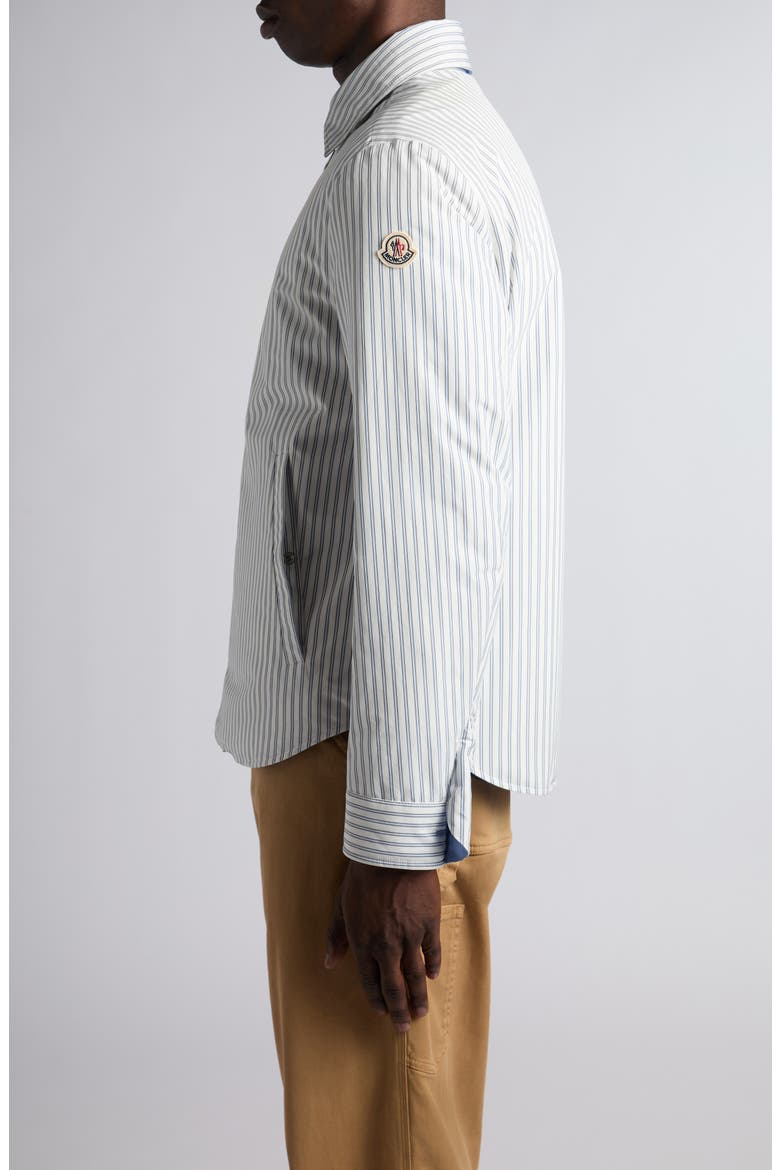 Crescent Padded Stripe Zip Shirt Jacket, Alternate, color, WHITE