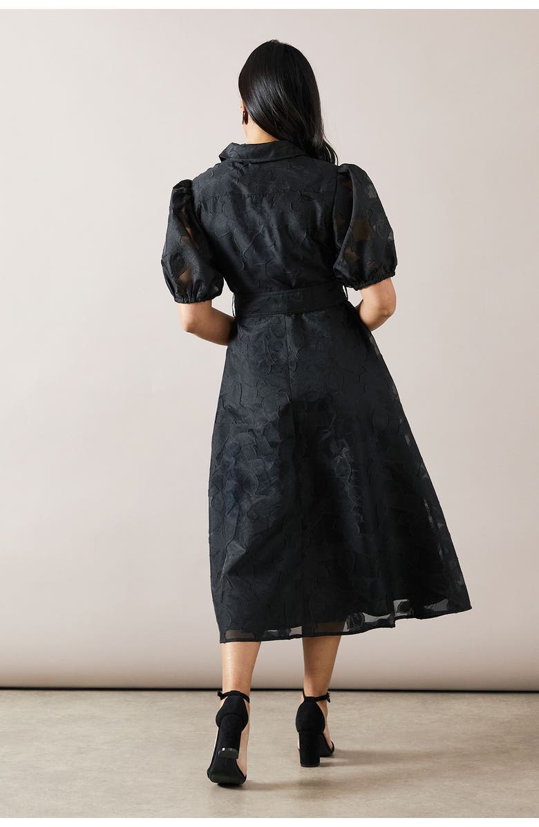 Wallis Petite Burnout Floral Shirt Dress, Alternate, color, Black