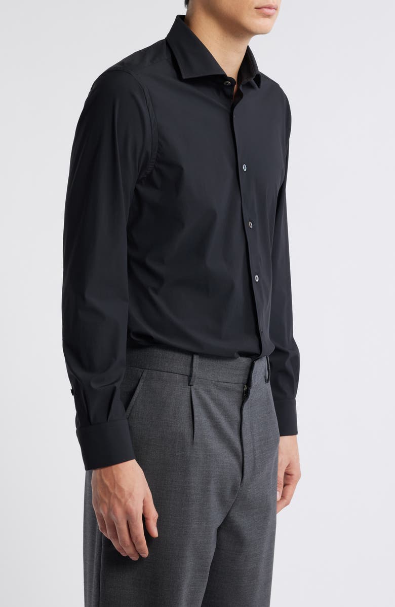 Zanella Piccadilly Solid Knit Nylon Blend Dress Shirt, Alternate, color, Black