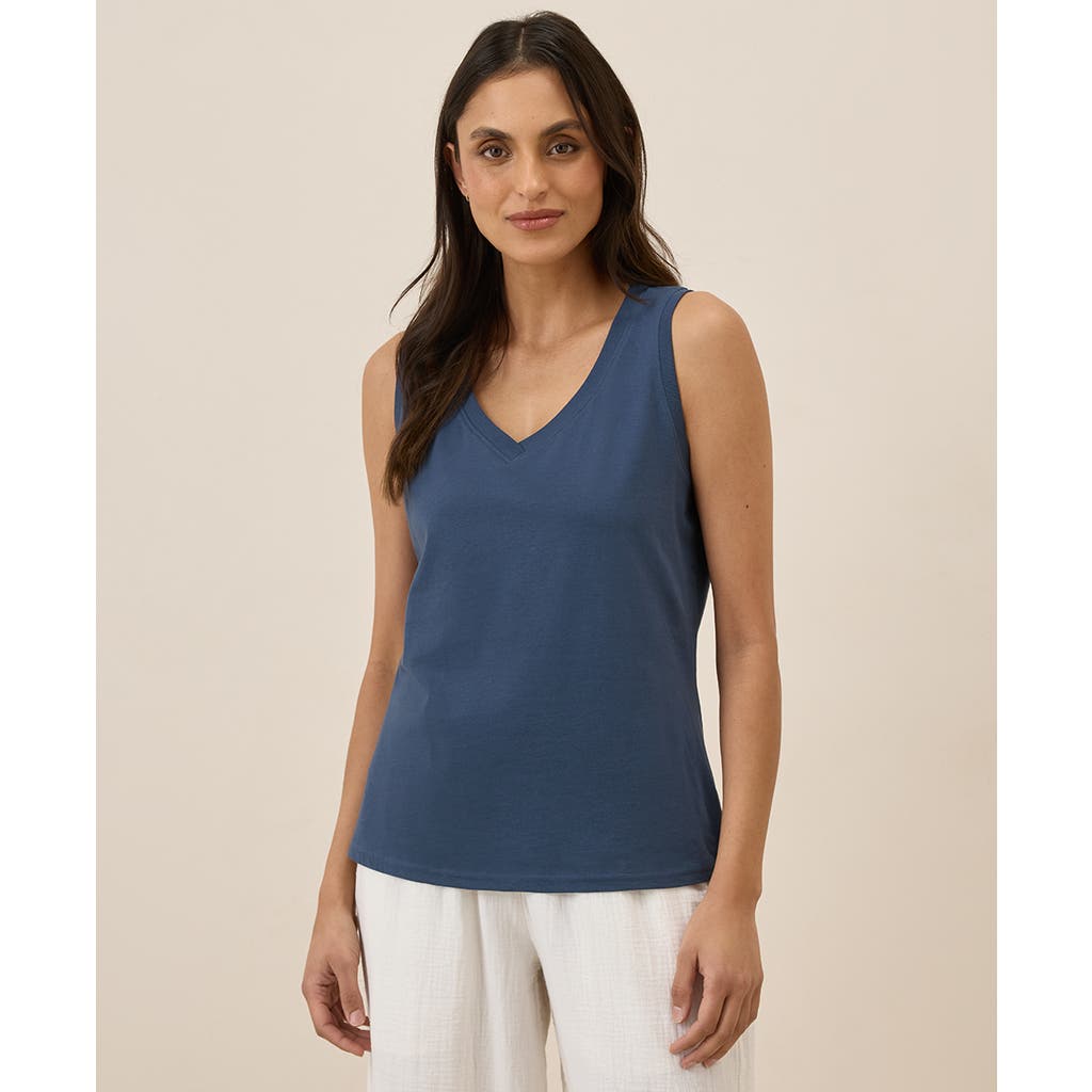 Pact Organic Cotton Softspun V-neck Tank In French Navy